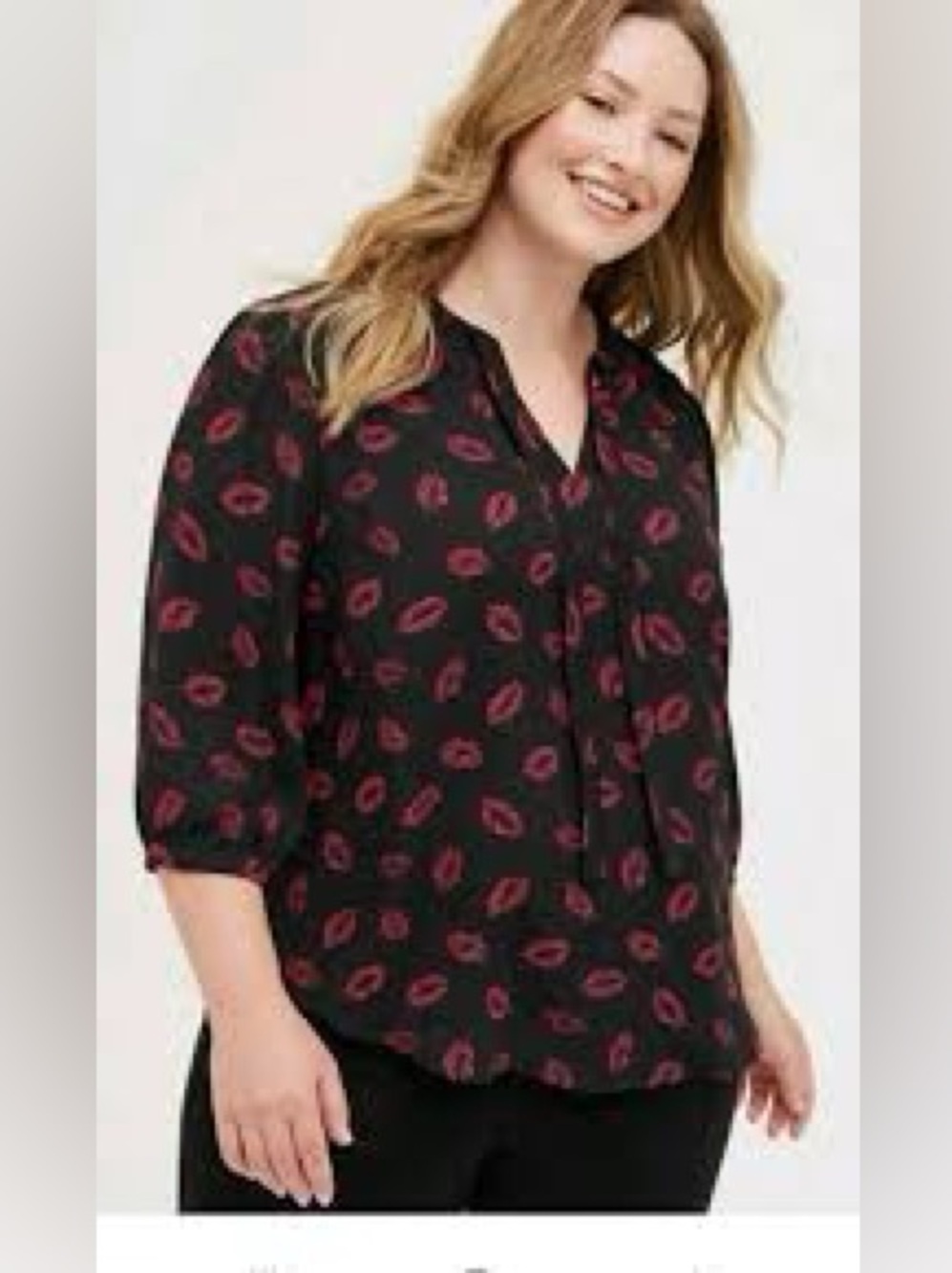 Torrid Harper Multi Color Lipstick Print Blouse